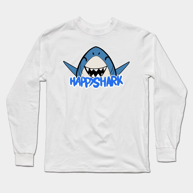 Happy Shark Long Sleeve T-Shirt by WiliamGlowing